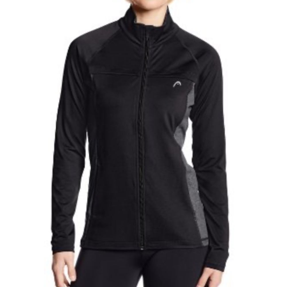 HEAD WOMEN’S HIGH JUMP ACTIVEWEAR JACKET FULL ZIP TWO TONE GRAY/BLACK SIZE MED